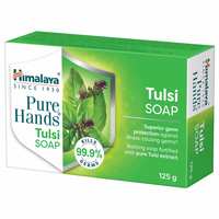 Himalaya, Pure Hands Tulsi Soap Superior germ protection Grad 1 bath Soap 76 TFM g Pack of 6, Green, 125 gram

