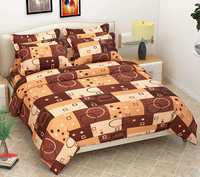 Fabture Bedsheet for Double Bed(Premium 100% Glace Cotton Check Printed Double Bed Size Bedsheet with 2 Pillow Covers Size- 90/90'' inches) Pillow (45/70 cms)