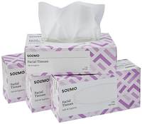 Amazon Brand - Solimo 2 Ply Facial Tissues Carton Box - 100 Pulls (Pack of 4)