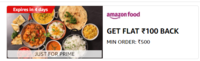 Amazon Food - Flat ₹100 cashback on min order ₹500 (Only In Bangalore)