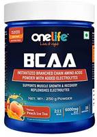 Apply Coupon - Onelife BCAA 6000mg During/Post Workout Supplement (Flavour - Peach Ice Tea, Net Wt-250 G)