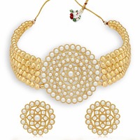 Sukkhi Adorable Gold Plated Pearl Choker Necklace Set for Women