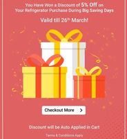 Big Saving Days Bonanza -  Answer The Quiz & Get 5% Discount on Refrigerator  [ Till 26 March ]