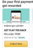 Amazon LPG : New Offer Get 50 Cashback on  Indane Gas LPG Booking

