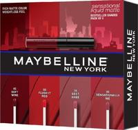 MAYBELLINE NEW YORK Sensational Liquid Matte Lip Kit - Soft Wine, Flush it Red, Sensationally Me, Best Babe (Pack of 4)