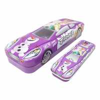 Parteet® Multicolour Cartoon Printed Car Shape Matal Pencil Box with Small car for Kids(Navy Blue)