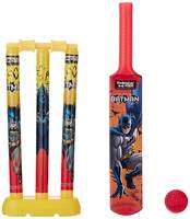 Batman Mini Cricket Set with 1 Plastic Bat and Ball, 3 Wickets, Base and Bail