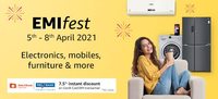 EMI Fest 5th - 8th April  - Upto 50% off +  7.5% off Bank of Baroda || Yes Bank Credit Card EMI transaction on Electronics, Mobiles, Furniture & more