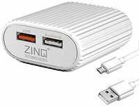 Zinq Technologies 2A Dual Port Mobile Charger for Android and iOS Devices, BIS Certified, Cable Included (White)