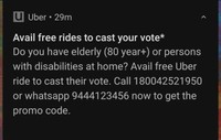 Avail free rides during this election*for 80+ or for disabled
