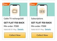 Flat 50 Cashback On min 300 Cable TV Recharge / Bill & Subscriptions