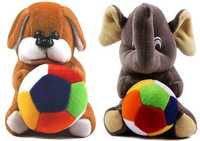 Babique Soft Toy Kids Animal Teddy Bear Birthday Gift Stuffed Soft Plush Toy Love 19 cm (Elephant & Dog)