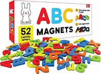 PLAY POCO ABC Magnets Capital Letters - 52 Magnetic Letters - Ideal for Alphabet Learning & Spelling Games - Made from Non-Toxic Foam Material with Full Magnet Back