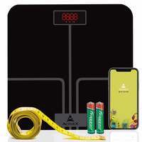 ACTIVEX Ivy+ (Australia) Smart Bluetooth Digital Body Weight Scale with BMI with Easy-to-Read Super Bright LED and Free Smartphone App, Black with Measuring Tape

