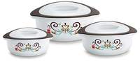 Cello Hot Treat Plastic Casserole Set, 3-Pieces, White/Brown


