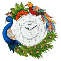 Divine Crafts Ajanta Peacock Wooden Wall Clock for Home (Multicolor) upto 69%off