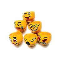 Maya Creation Yellow Emoji Smiley Coffee Mug Tea Cup Set, 120ml, Set of 6 Coffee Mugs/Tea Cups Great Gifting idea for him and her Tea Cup with Handle 52%off