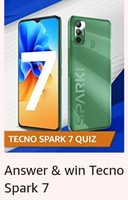 Tecno Spark 7 Quiz Answer And Win Tecno Spark 9