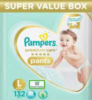 Pampers Premium Care Pants, Large size baby diapers (LG), 132 Count, Softest ever Pampers