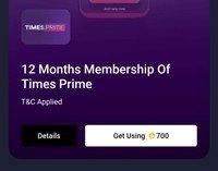 12 Months Membership Of Times Prime using 700 Super coins