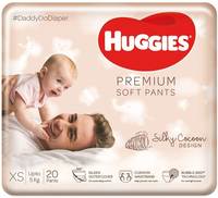 Huggies Premium Soft Pants, Extra Small / New Born (XS / NB) size newborn baby diaper pants, 20 count, Mom's No.1 choice for newborns