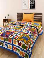 Bombay Spreads Multi Color 100% Pure Cotton Single Bed Sheet Without Pillow Cover Elegant Design For Bedding Or Decoratuve (Jaipuri Bed Spreads)