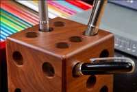 Serenz Wooden Paper Weight | Cube dice Pen Holder | dice Cum Pen Stand Cum Paper Weight (pen holder)