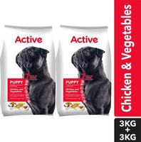 Active (Buy 1 Get 1 Free) Puppy Chicken and Vegetables Vegetable 6 kg (2x3 kg) Dry Young Dog Food