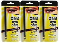 Ads Eye Care Kajal Long Lasting Extra Black Water Proof Kajal 12 Hr (Set Of 3)