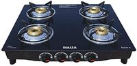 Inalsa Dazzle Glass Top 4 Burner Gas Stove, Manual Ignition, Black