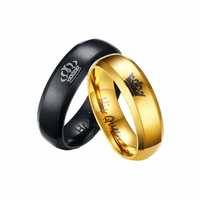 Yellow Chimes His or Hers Matching Set His Queen Her King Titanium Stainless Steel Couple Bracelet Rings for Girls & Boys (2 Pcs)