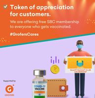 Grofers - Free One Month SBC Membership To Members Receiving Covid-19 Vaccination