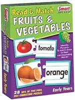 Smart - 1083 Read and Match Fruits and Vegetables Puzzle (Multi-Color, 28 Pieces)
