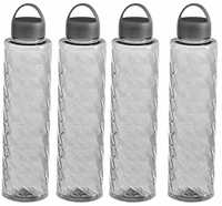 Steelo Jewel Plastic Water Bottle, 1 Litre, Set of 4, Grey

