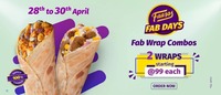 Faasos Fab Days Sale | 28th - 30th April | 2 Wraps starting at ₹99 each.
