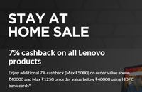 Lenovo Stay & Play At Home Sale - Get Cashback up to ₹7000 on Laptop & all gaming PCs  using HDFC bank cards