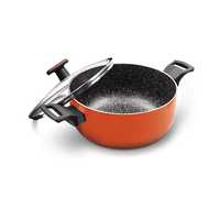 Treo by Milton Granito Casserole with Glass Lid, 20 cm / 2.6 Liters, Orange