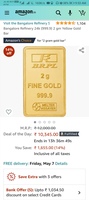 Bangalore Refinery 24k (999.9) 2 gm Yellow Gold Bar