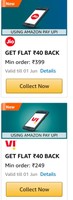 Amazon: Flat 40 Cashback On Jio Recharge 399 & VI 249 Recharge

