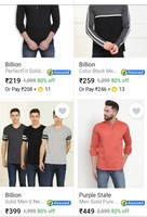 Min 80%off Men's top brand clothing start @Rs.219