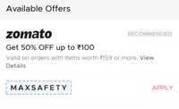Zomato : Get 50% Discount upto 100 ( 3 times 1 Day) ( 5 Times In 7 Days)