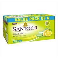Santoor Aloe Fresh Soap, 125g (Pack of 6) with Aloe Vera and Lime 