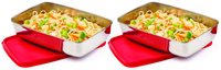 Signoraware Crispy steel Container Big, 850ml+850ml, Set of 2, Red