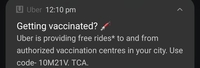Free(Back Again) Uber ride for covid vaccine Centre (Up to Rs.150)