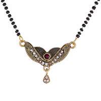Zeneme Women's Pride Designer Gold Plated Mangalsutra Pendant with Chain for Women