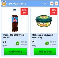 Dealshare Loot : Get Grocery Item At Rs 1( Old Account) + 15% Discount On First Order
