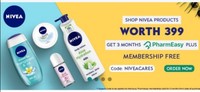 Shop NIVEA products worth 399 Get 3 Months Pharmeasy PLUS membership Free