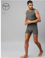 HRX by Hrithik Roshan Men Lifestyle Core Pack of Two Solid Muscle Innervest @ 419