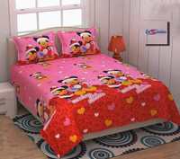 ENGUNIAS Offered 188TC 3D Clelebration Polycotton Double bedsheets with 2 Free Maching Pillow Covers Sheet Size 228x228 Color -Skin Design Kids Micky Mouse Cartoon Collection