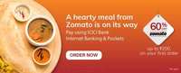 Get 60% off up to Rs. 200 on a minimum order of Rs. 200 on your first order using ICICI Bank Net Banking and Pockets on Zomato